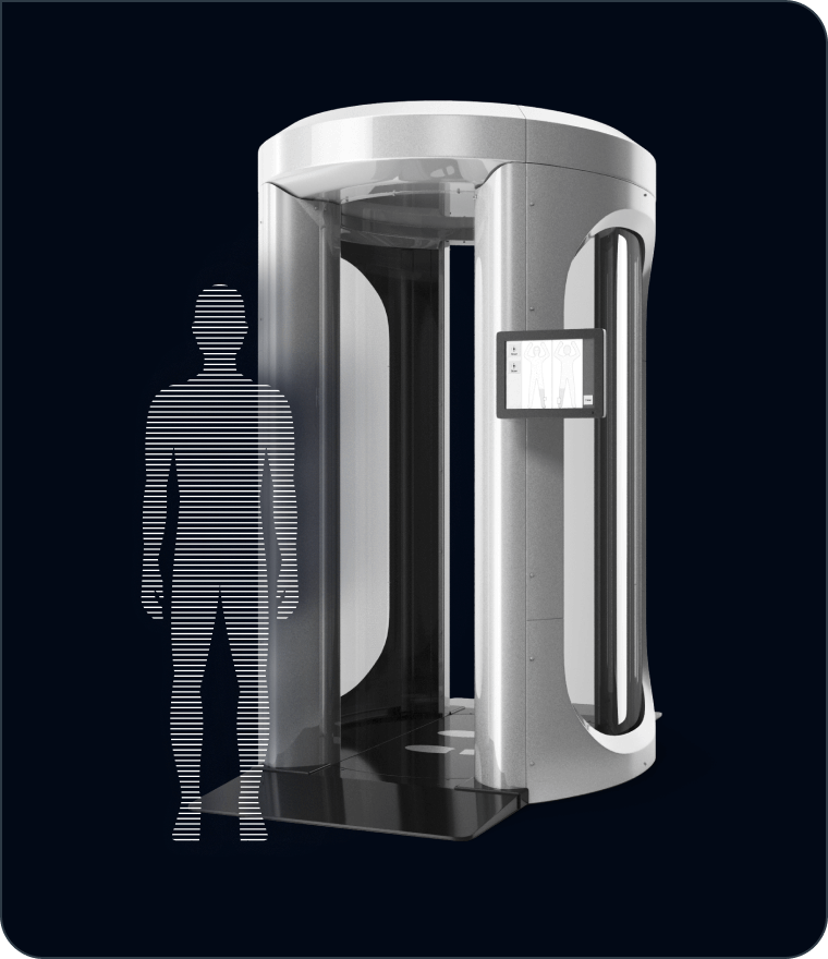 Graphic of a silhouette next to a full body security scan