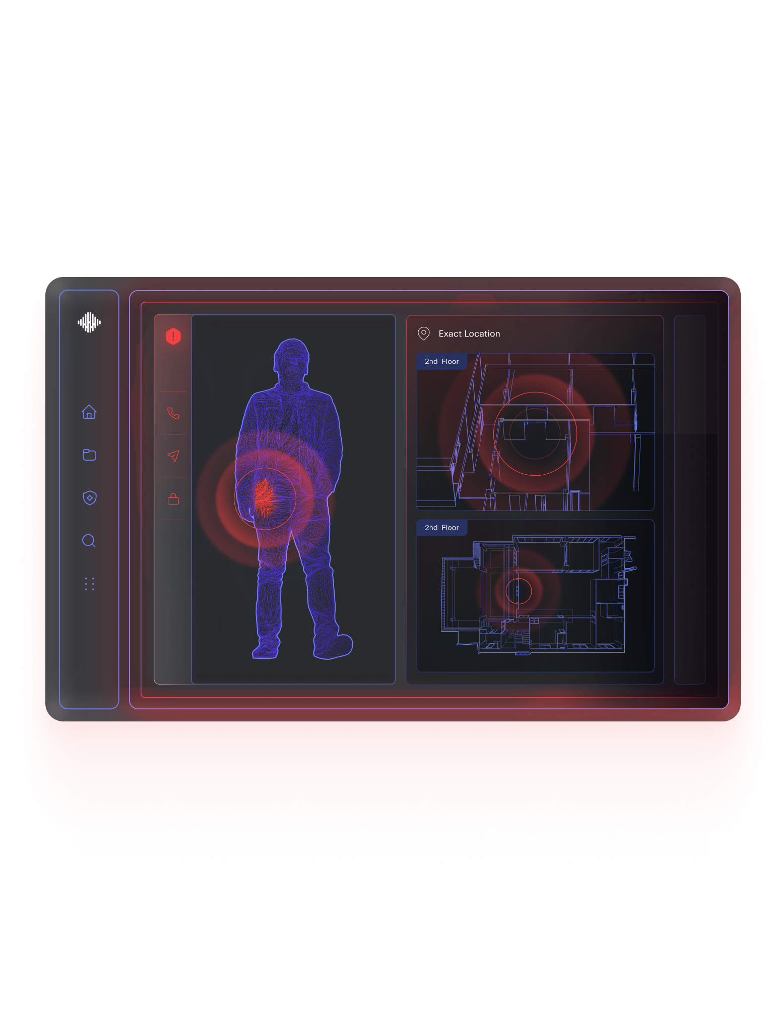 Screen alert of a purple person with a weapon