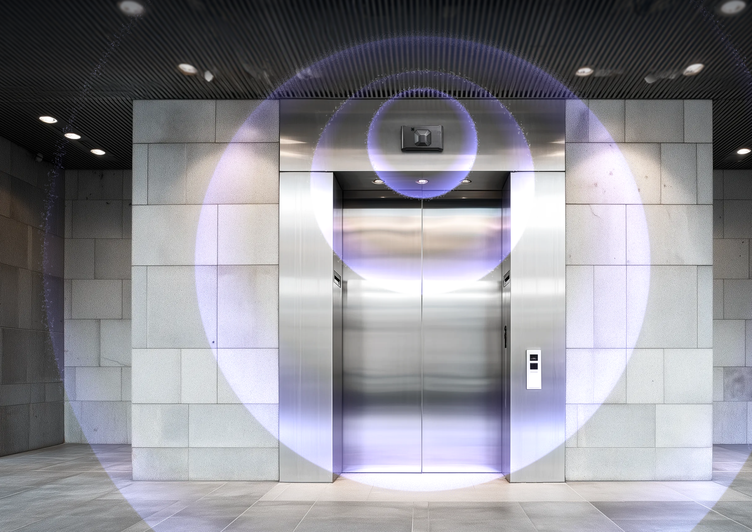 Weapon detection technology above elevator doors