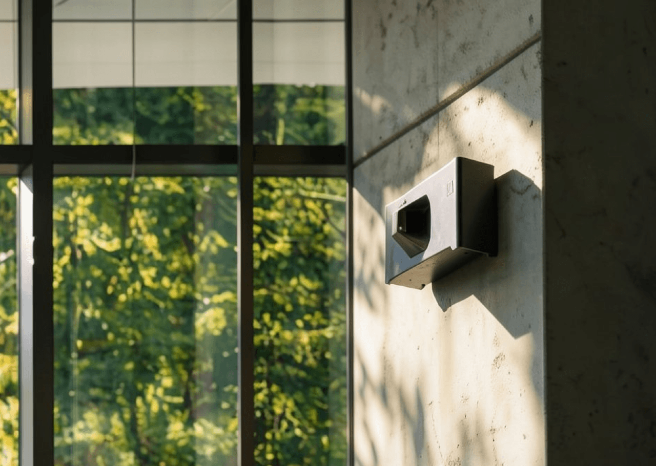 Security device mounted on the wall